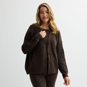 Sonoma Brown Oversized Boyfriend Cardigan Sweater - Small